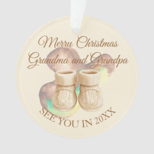 1st Christmas Grandma & Grandpa - Baby Booties Ornament