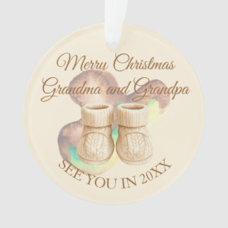 1st Christmas Grandma & Grandpa - Baby Booties Ornament