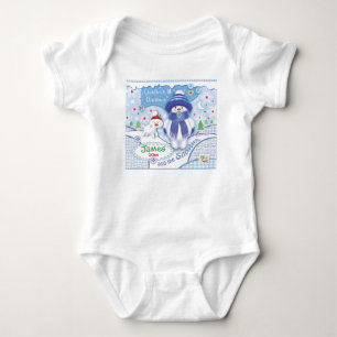 1st Christmas, Grandson. Cute Snowbie Baby Bodysuit