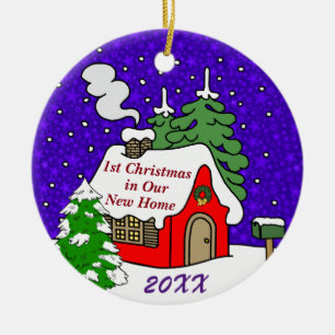 1st Christmas in New Home Ceramic Ornament