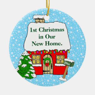 1st Christmas in New Home Ceramic Ornament