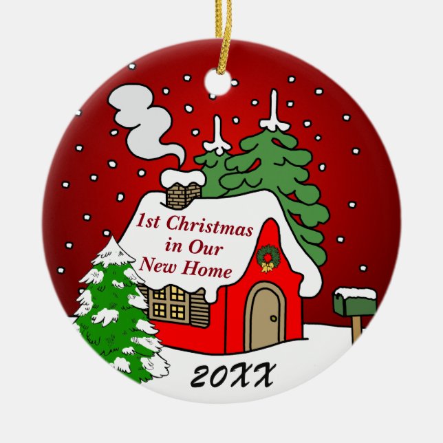 1st Christmas in New Home Ceramic Ornament (Front)