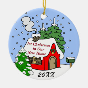 1st Christmas in New Home Ceramic Ornament