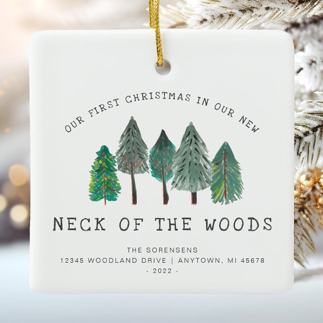 1st Christmas in New Neck of the Woods Rustic Ceramic Ornament (Creator Uploaded)