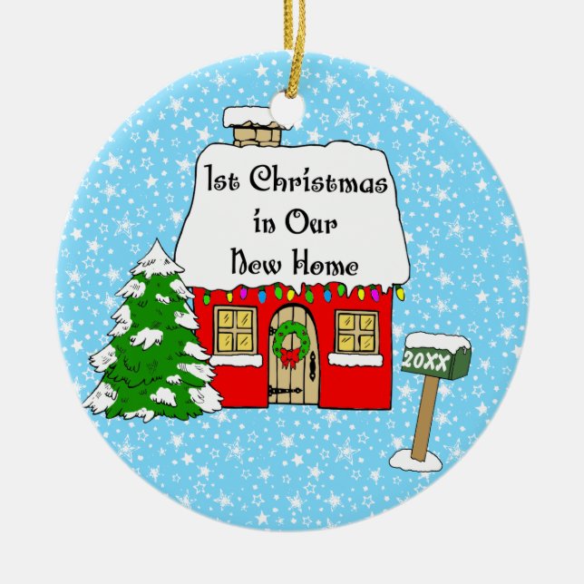 1st Christmas in Our New Home Ceramic Ornament (Front)
