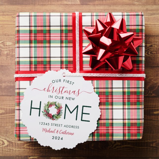 1st Christmas in our New Home Greenery Wreath  Ornament Card (Insitu (Gift))