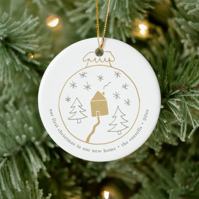 1st Christmas In Our New Home Personalized Bauble Ceramic Ornament (Tree)