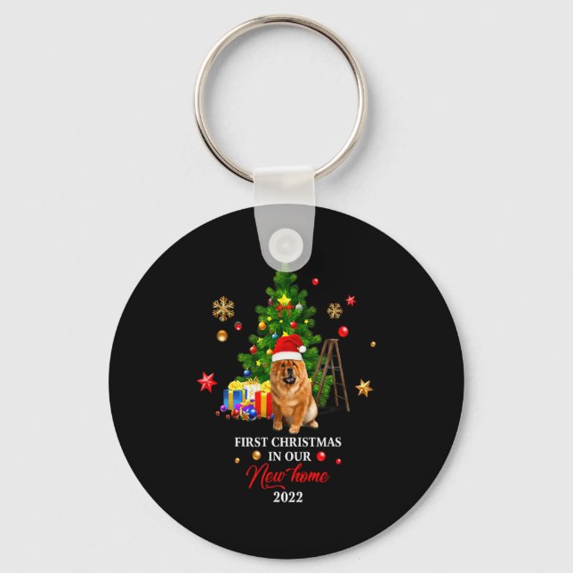 1st Christmas In Our New Home Xmas For Chow Chow T Keychain (Front)