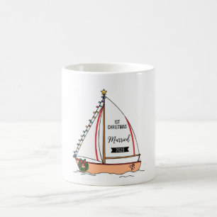1st Christmas Married 2025 Cute Nautical Coffee Mug