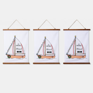 1st Christmas Married 2025 Cute Nautical Hanging Tapestry