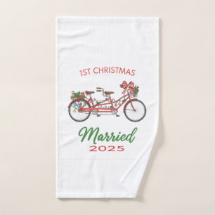 1st Christmas Married 2025 Newlywed Couple Bath Towel Set