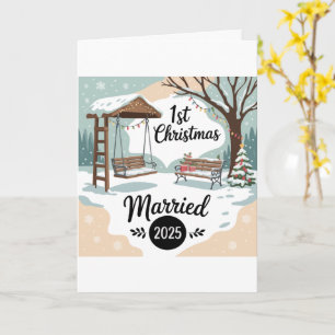1st Christmas Married 2025 Rustic Winter Scene Card