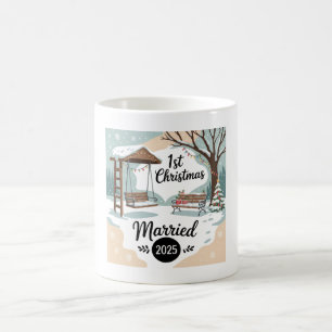 1st Christmas Married 2025 Rustic Winter Scene Coffee Mug