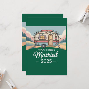 1st Christmas Married 2025 Vintage Camper RV Invitation