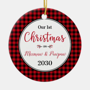 1st Christmas Meemaw Pawpaw Photo Ceramic Ornament
