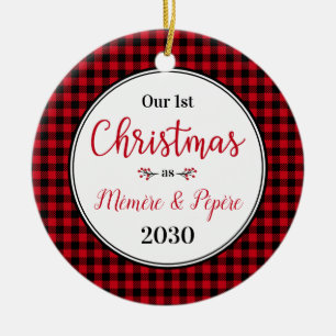 1st Christmas Memere Pepere Photo Ceramic Ornament