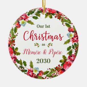 1st Christmas Mémère Pépère Photo Ceramic Ornament