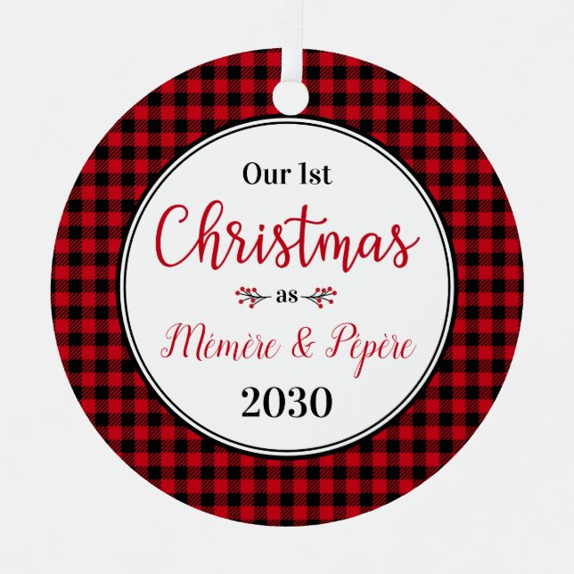 1st Christmas Memere Pepere Photo Metal Ornament (Front)