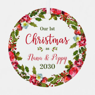 1st Christmas Nana Poppy Photo Metal Ornament