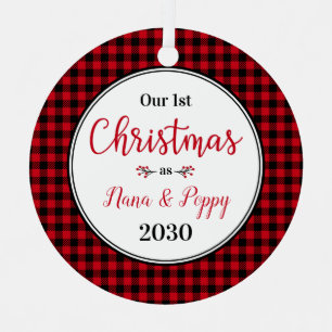 1st Christmas Nana Poppy Photo Metal Ornament