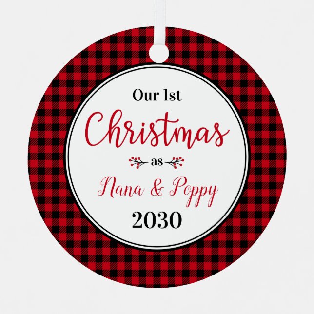 1st Christmas Nana Poppy Photo Metal Ornament (Front)
