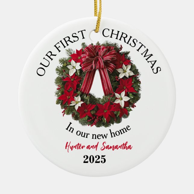 1st Christmas New Home Personalized Ornament (Front)