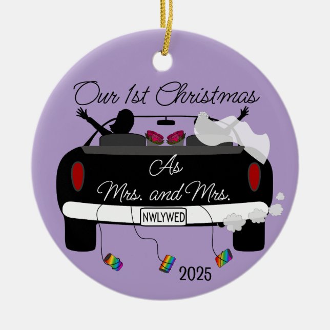 1st Christmas Newlyweds Women Ceramic Ornament (Front)