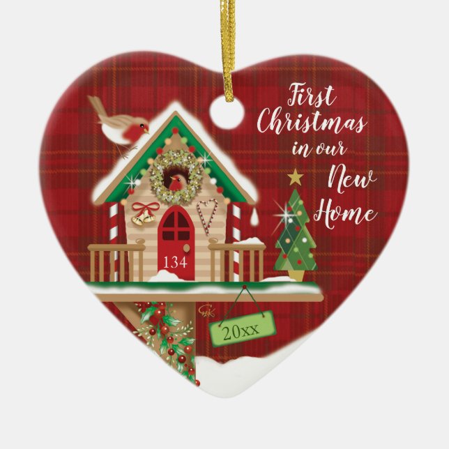 1st Christmas, Our New Home, Birdhouse, Stephenson Ceramic Ornament (Front)