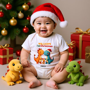 1st Christmas, own text, Merry Hatchmas Trio Baby Bodysuit