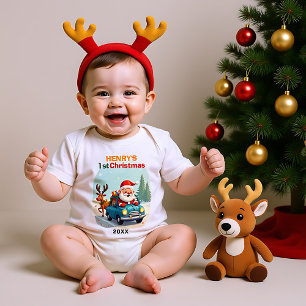 1st Christmas, own text, Santa Patrol: Sleigh Duty Baby Bodysuit