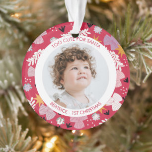 1st christmas photo baby floral cute trendy ornament
