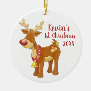 1st Christmas Reindeer Ceramic Ornament