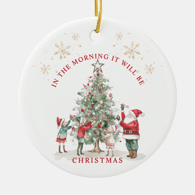 1st Christmas Santa Elf's Tree Baby Photo Ceramic Ornament (Front)