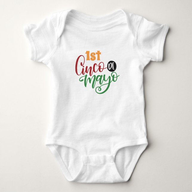1st Cinco De Mayo Pattern Baby Bodysuit (Front)