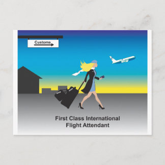 1st Class International Flight Attendant Postcard