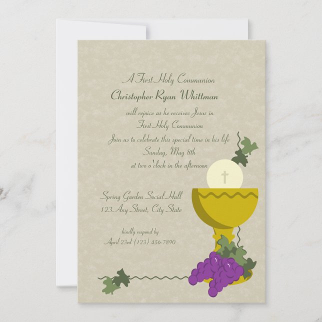1st Communion Chalice Invitation (Front)