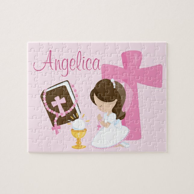 1st Communion Personalized Name Puzzle Girl (Horizontal)