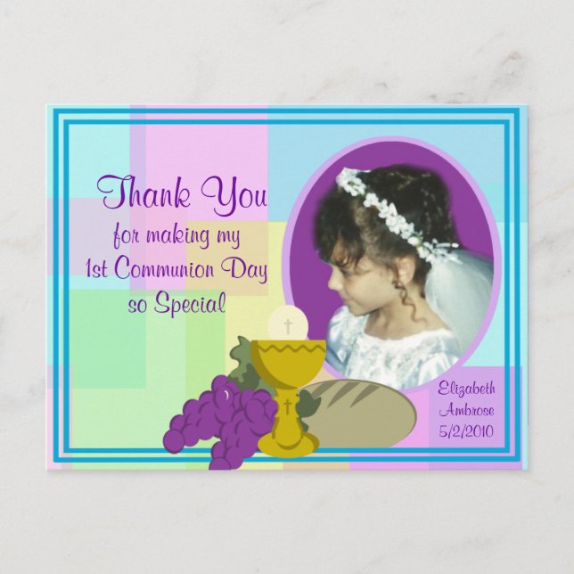1st Communion Thank You/ Photo Postcard (Front)
