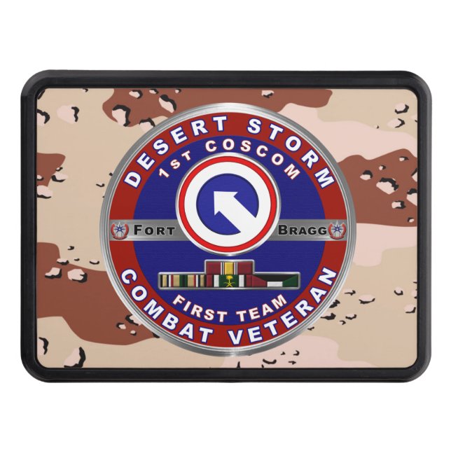 1st Corps Support Command Desert Storm Veteran Trailer Hitch Cover (Front)