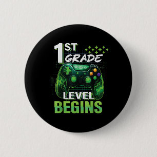 1st Day Of 1st Grade Level Begins First Grade Gami 2 Inch Round Button