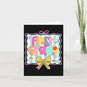1st Day Of 1st Grade Preppy Back To School First G Card