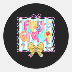 1st Day Of 1st Grade Preppy Back To School First G Classic Round Sticker
