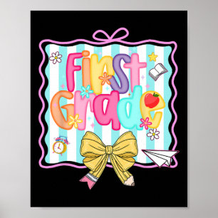 1st Day Of 1st Grade Preppy Ck To School First Gra Poster