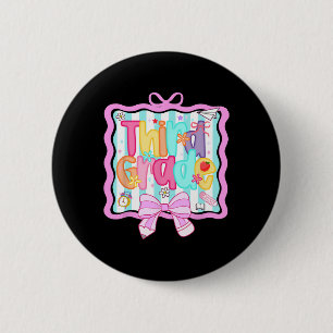 1st Day Of 3rd Grade Preppy Back To School Third G 2 Inch Round Button