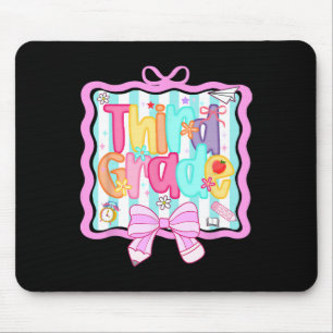 1st Day Of 3rd Grade Preppy Ck To School Third Gra Mouse Pad