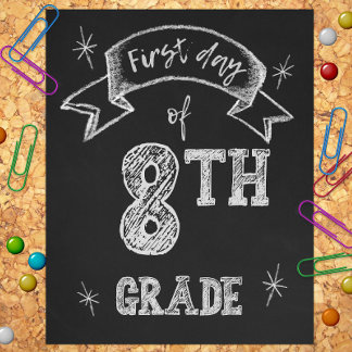 1st Day of 8th Grade, First Day Back to School Photo Print