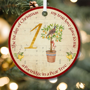 1st Day of Christmas Partridge in a Pear Tree Metal Ornament