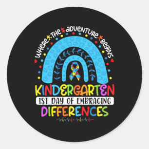 1st Day Of Embracing Differences Kindergarten Auti Classic Round Sticker