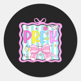 1st Day Of Pre-kindergarten Preppy Ck To School Co Classic Round Sticker