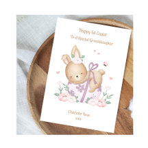 1st Easter Baby Girl Rabbit Granddaughter Card